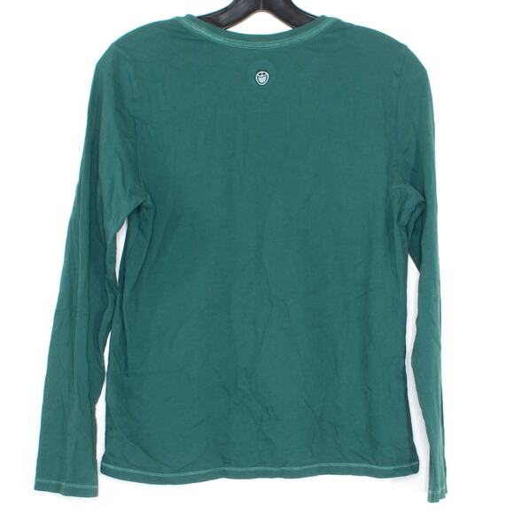 Life Is Good Top Christmas Minimalist Quirky Casual Long Sleeve Green Size Small - Picture 2 of 2